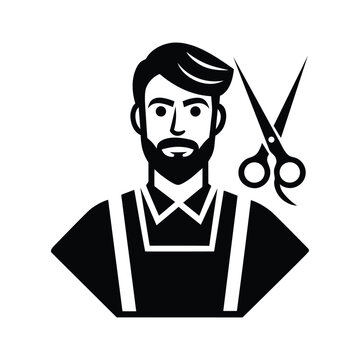 Barber Worker with Scissors Vector Illustration