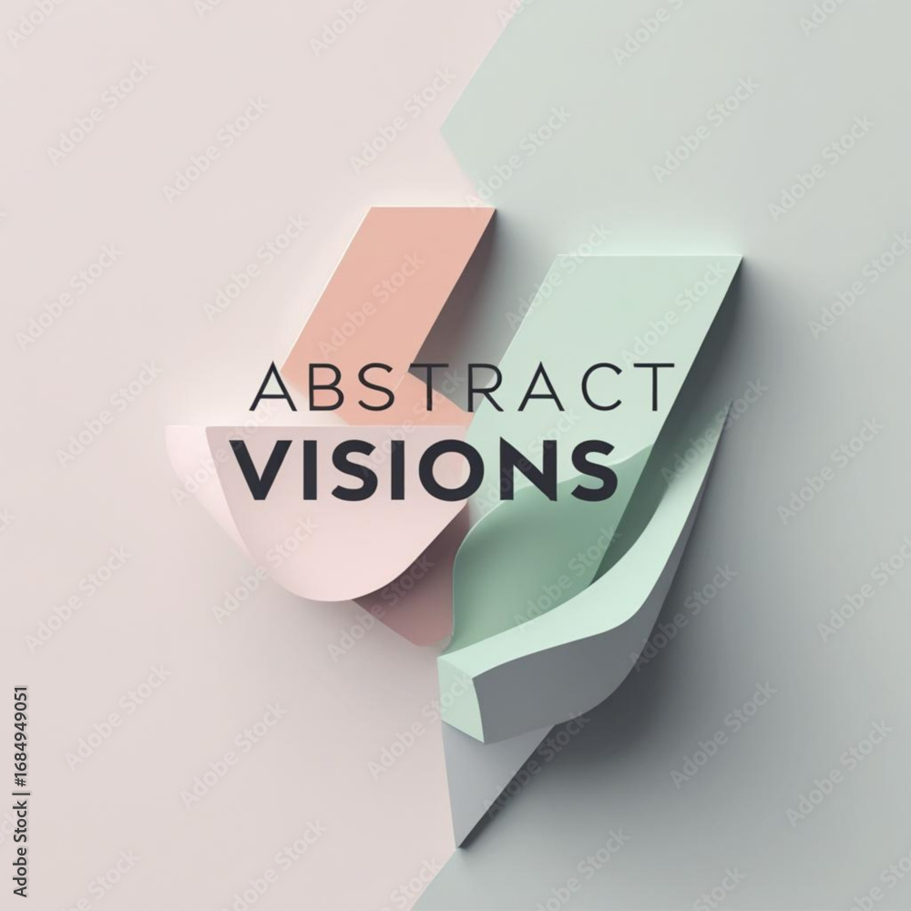 Poster pastel colored paper shapes with soft shadows create an illusion of depth and three dimensionality e