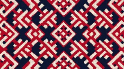 Red, white, and blue geometric woven pattern background