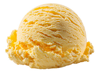 Scoop of refreshing yellow mango ice cream delight closeup shot