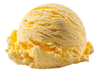Scoop of refreshing yellow mango ice cream delight closeup shot