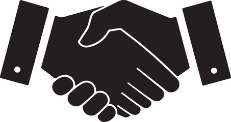 Obraz premium Black and White Handshake Symbolizing Agreement Partnership and Business Collaboration Success with Strong Communication and Trust Illustrated Icon