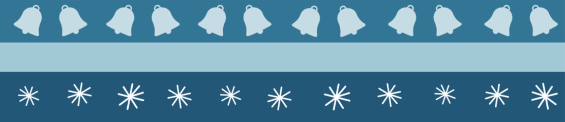 Elegant Blue Christmas Border with Snowflakes and Holiday Bell Design