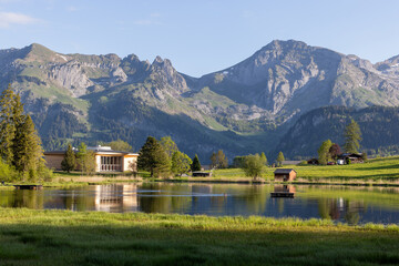 Klanghaus Toggenburg on Lake Schwendisee in Toggenburg, Switzerland