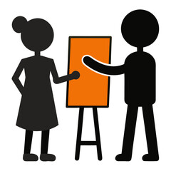 Obraz premium man and woman holding a blackboard