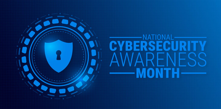 National Cybersecurity or Cyber security Awareness Month background, banner, card or poster design template is observed every year during October, to raise awareness about the mission. Vector