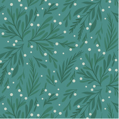 Geometric Christmas Border with Holly Berries and Gift Boxes in Modern Folk Style