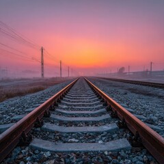 Fototapeta premium Sunrise over railway tracks (2)