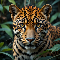 Obraz premium Vibrant Close-Up of Leopard's Spotted Fur Pattern in Natural Jungle Habitat