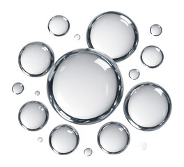 Cluster of water droplets with a glossy appearance