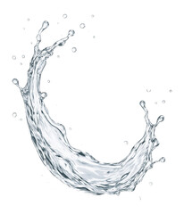 Single water splash with a shiny texture