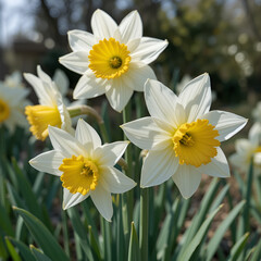Fototapeta premium Daffodil flowers prior to blooming
