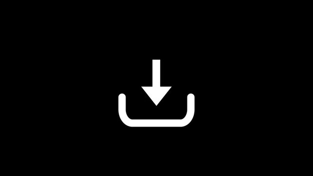 Loading icon with arrow down symbol for upload and download animation on black background. 4K video