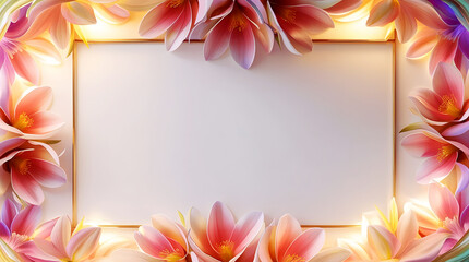 Colorful floral border with a blank center for text or photo