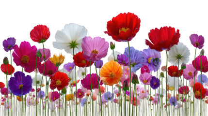 Vibrant Cosmos Flowers on Black Background