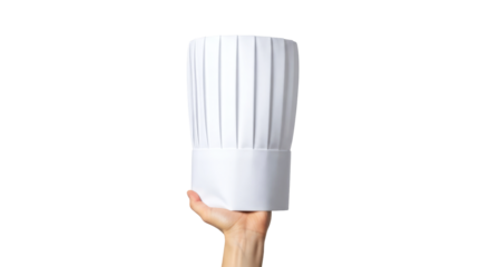 culinary dreams a chefs hat held high, symbolizing passion and skill, isolated on transparent background