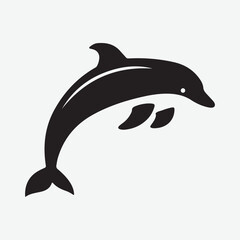 Fototapeta premium Dolphin Minimalist Simple Icon Set Artwork, Jumping Dolphin Isolated Wildlife Collection Black Design