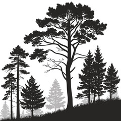 Obraz premium Pine forest vector illustration