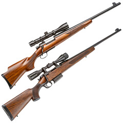 Hunting rifles isolated on transparent background  
