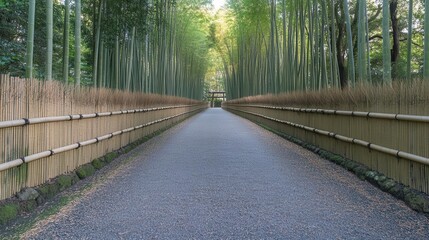 Explore Pathway through Green Bamboo Forest and Calm nature trail