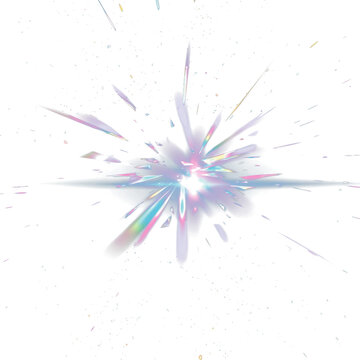A glowing crystal diamond sparkles on a dark neon-lit background. Rainbow rays reflect from the prism with transparent light leak effects. Lens flare wraps around the gem with brilliance.
