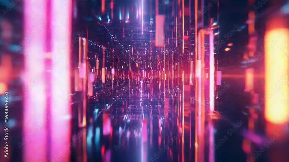 Poster abstract technology background showing glowing lines creating futuristic corridor effect