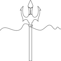 one line art Trident vector illustration. line art, one continuous line, simple, hand drawn and sketch style. for icons, symbols, signs or logos. PNG
