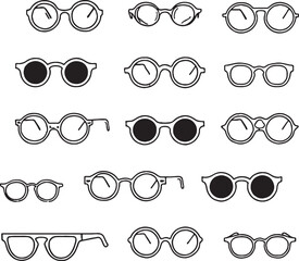 Collection of stylish eyeglasses frames modern fashionable eyewear design with various shapes and styles for men and women