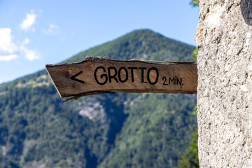 Sign for a grotto in Italian-speaking southern Switzerland