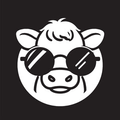 Fototapeta premium Cool Pig Vector Illustration with Sunglasses on Black Background Great for Logos or Designs and Animal Themes