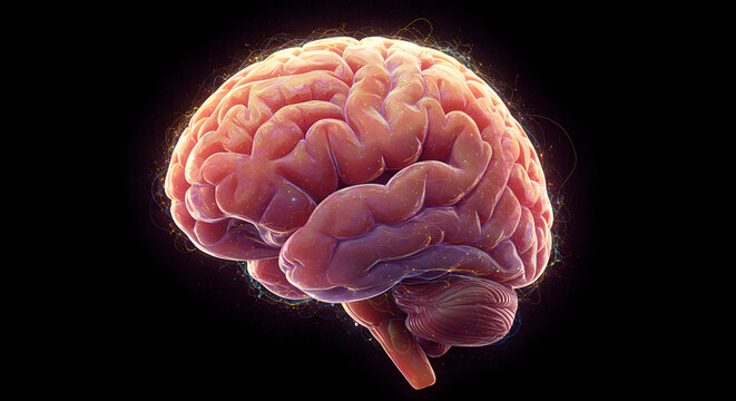 Human Brain Anatomy 3D Rendering Neuroscience Concept