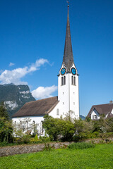 Protestant church in Mollis, Switzerland