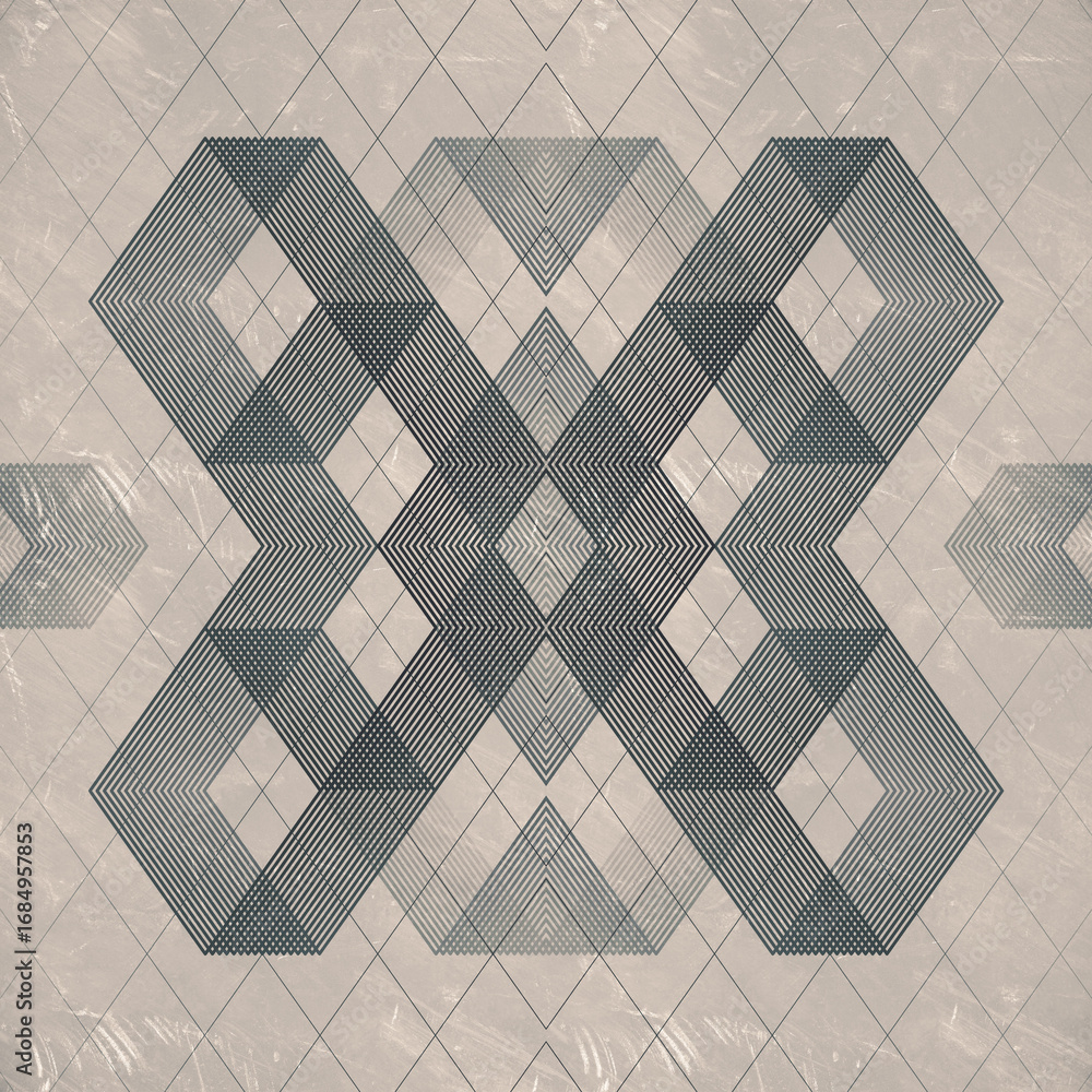 Fototapete an abstract retro background with symmetrical ornamentation. a complex pattern of intertwining lines
