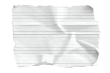 blank lined paper notebook paper with torn edges isolated on transparent background, note paper message office business tag sign