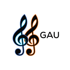 GAU Music Company logo. GAU Creative Treble Clef Icon and business. GAU best icon Entertainment Branding.
