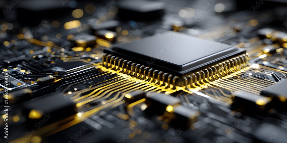 Poster close-up of a microprocessor on a circuit board