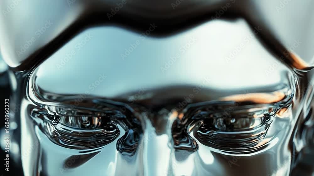 Aufkleber metallic face reflecting artificial intelligence and deep learning