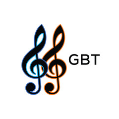 GBT Music Company logo. GBT Creative Treble Clef Icon and business. GBT best icon Entertainment Branding.
