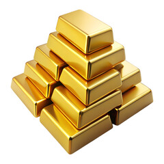 Stack of Gold Bars PNG Isolated on Transparent Background.