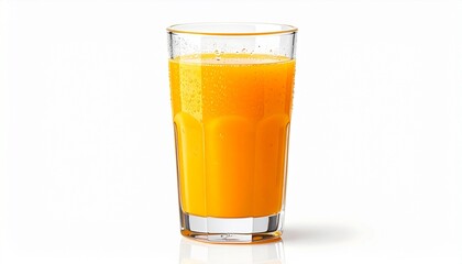 Orange Juice in Glass, Isolated on White Background