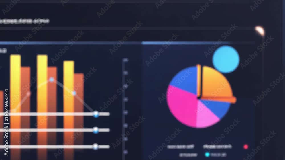 Poster modern business analytics dashboard displaying colorful charts and graphs