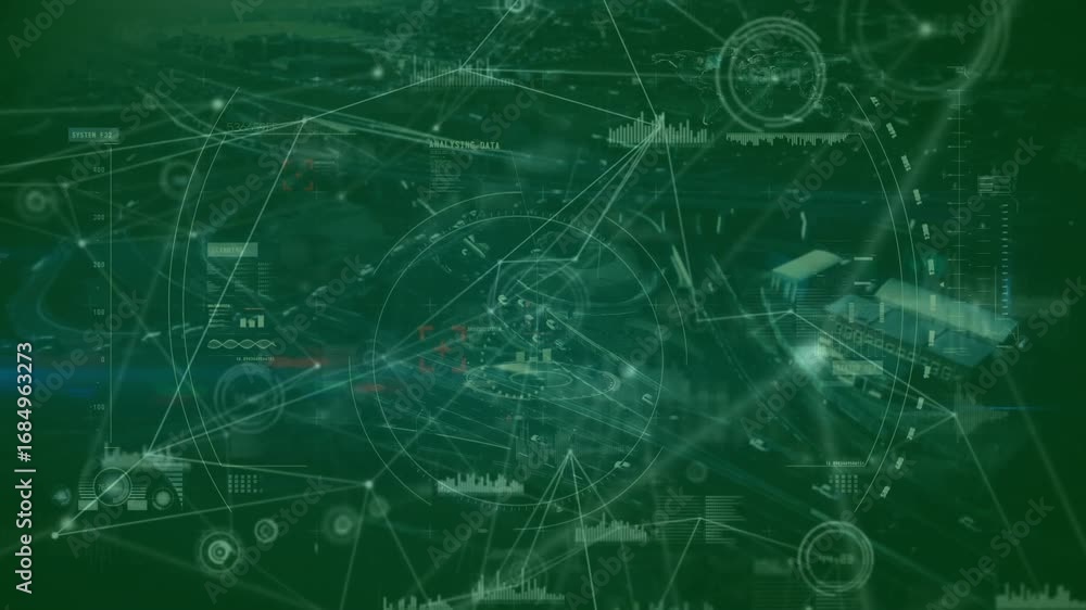 Aufkleber animation of data processing over green background