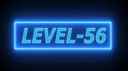 level 56 neon bright text font colorful 4k video animation. Neon level up sign and upper Level . next Level text animation. next level neon title Laser vintage effect Infinite loop able. - Powered by Adobe