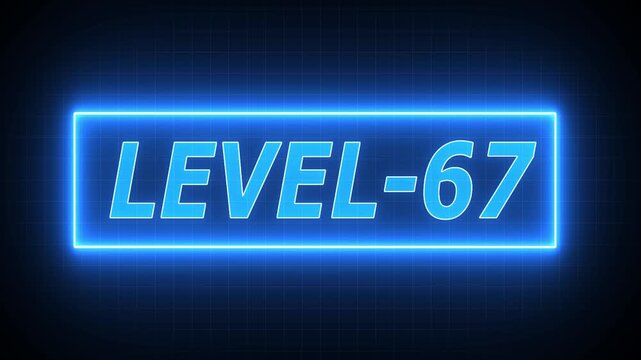 level 67 neon bright text font colorful 4k video animation. Neon level up sign and upper Level . next Level text animation. next level neon title Laser vintage effect Infinite loop able.