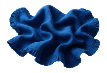 Ruffled cobalt blue cotton fabric with bold tone