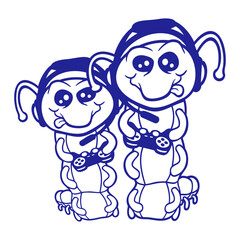 2 gamers caterpillar nerd gaming controller consol Headset playing