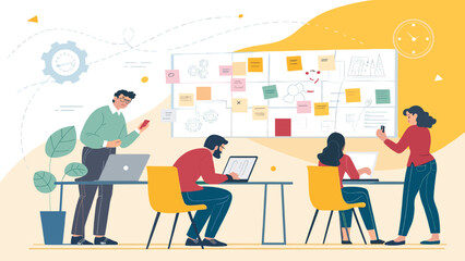 Team of professionals collaborating in a modern office, discussing strategy, ideas, and project management. Ideal for business, startup, or creative agency concepts.