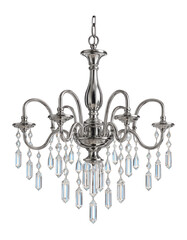 Metal chandelier with glass prisms