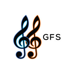 Fototapeta premium GFS Music Company logo. GFS Creative Treble Clef Icon and business. GFS best icon Entertainment Branding. 
