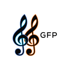 GFP Music Company logo. GFP Creative Treble Clef Icon and business. GFP best icon Entertainment Branding.
